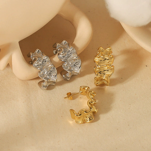 Wholesale Stainless Steel Light Luxury Geometric Irregular Cshaped Electroplated Earrings For Women