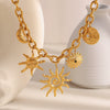 Wholesale Stainless Steel Light Luxury Geometric Oshaped Chain Sun Pendant Necklace For Women Electroplated