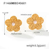 Wholesale Stainless Steel Light Luxury Geometric Petal Flower Inlaid Bead Earrings Electroplated 18K Gold For Women
