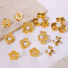 Wholesale Stainless Steel Light Luxury Geometric Petal Flower Inlaid Bead Earrings Electroplated 18K Gold For Women