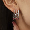 Wholesale Stainless Steel Light Luxury Geometric Tassel Earrings With White Zircon Electroplated 18K True Gold