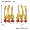 Wholesale Stainless Steel Light Luxury Geometric Tassel Earrings With White Zircon Electroplated 18K True Gold