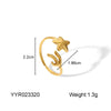 Wholesale Stainless Steel Light Luxury Love Opening Ring With Starfish And Heart Drop Shape Electroplated