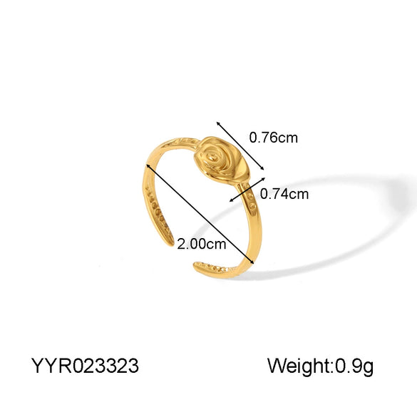 Wholesale Stainless Steel Light Luxury Love Opening Ring With Starfish And Heart Drop Shape Electroplated