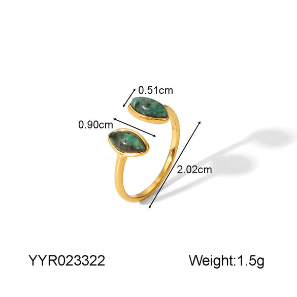 Wholesale Stainless Steel Light Luxury Love Opening Ring With Starfish And Heart Drop Shape Electroplated