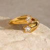 Wholesale Stainless Steel Light Luxury Ring With Geometric Design And Electroplating For Women