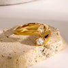Wholesale Stainless Steel Light Luxury Ring With Geometric Design And Electroplating For Women