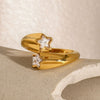 Wholesale Stainless Steel Light Luxury Ring With Geometric Design And Electroplating For Women