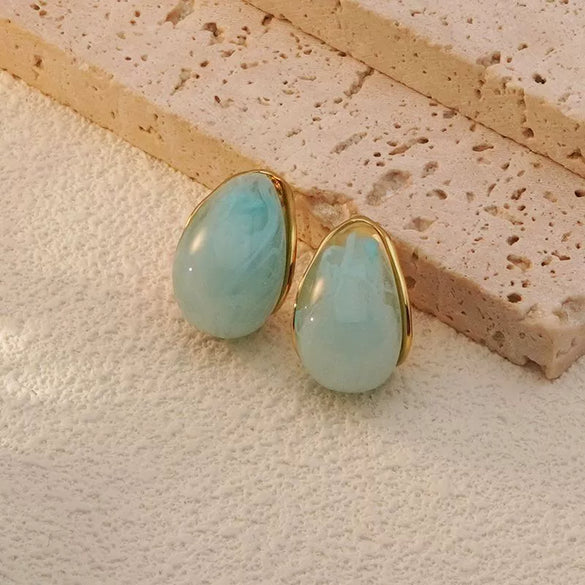 Wholesale Stainless Steel Light Luxury Teardrop Earrings With Electroplating Design