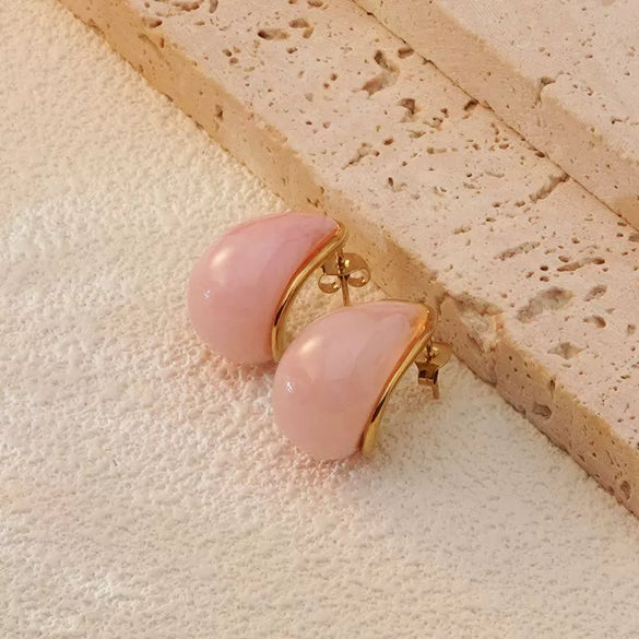 Wholesale Stainless Steel Light Luxury Teardrop Earrings With Electroplating Design