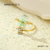 Wholesale Stainless Steel Light Luxury Women's Ring With Natural Stone Flower Zircon Design And Electroplating