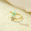 Wholesale Stainless Steel Light Luxury Women's Ring With Natural Stone Flower Zircon Design And Electroplating