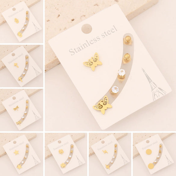 Wholesale Stainless Steel Lightning Star Earrings With Electroplating For Women Personality Cross And Butterfly Designs
