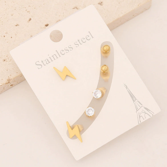 Wholesale Stainless Steel Lightning Star Earrings With Electroplating For Women Personality Cross And Butterfly Designs