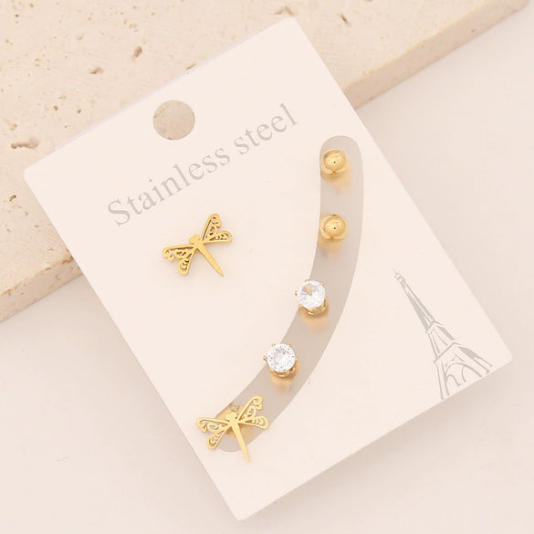 Wholesale Stainless Steel Lightning Star Earrings With Electroplating For Women Personality Cross And Butterfly Designs