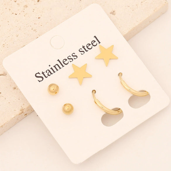 Wholesale Stainless Steel Lightning Star Earrings With Electroplating For Women Personality Cross And Butterfly Designs