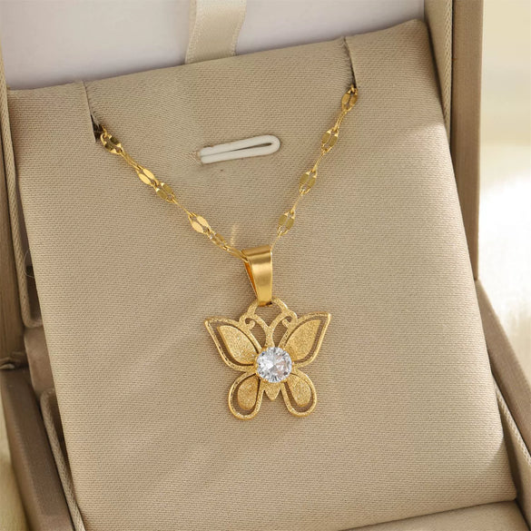 Wholesale Stainless Steel Lip Chain Jewelry With Frosted Bow And Gold Diamond Electroplated Design