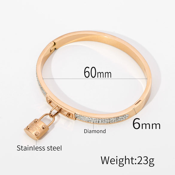 Wholesale Stainless Steel Lock Bag Bracelet With Rose Gold Electroplating For Female Light Luxury Style