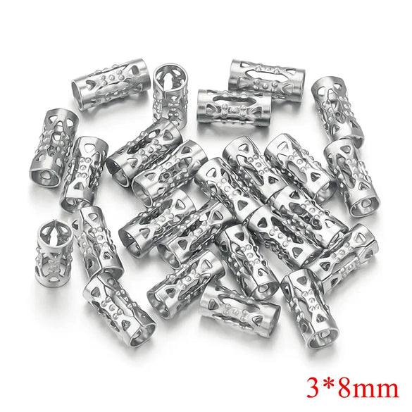 Wholesale Stainless Steel Long Tube Hollow Beaded Spacer Loose Beads For Diy Jewelry 18K Gold Vacuum Plated Electroplated Fashion Style