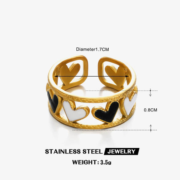 Wholesale Stainless Steel Love Drop Oil Opening Ring For Women With Heart Shape And Electroplating Design