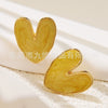 Wholesale Stainless Steel Love Earrings With Dripping Oil Design And Peach Heart Shape For Women