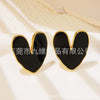 Wholesale Stainless Steel Love Earrings With Dripping Oil Design And Peach Heart Shape For Women