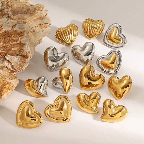 Wholesale Stainless Steel Love Earrings With Geometric Pattern And Electroplating Treatment For Women