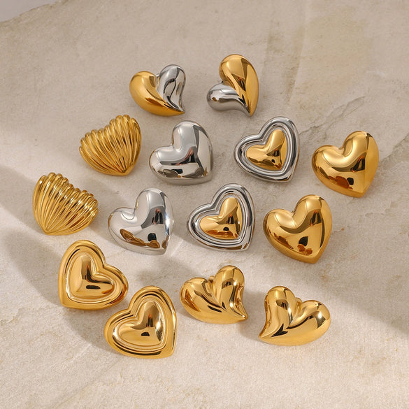 Wholesale Stainless Steel Love Earrings With Geometric Pattern And Electroplating Treatment For Women