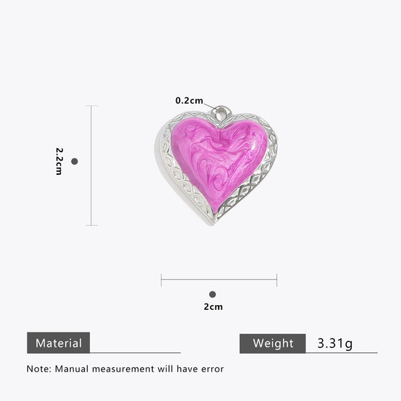Wholesale Stainless Steel Love Heartshaped Oil Drop Enamel Handmade Pendant Jewelry Accessories