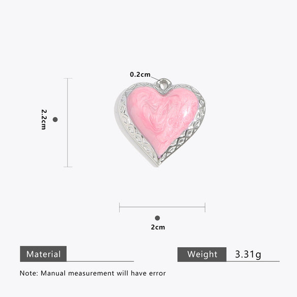 Wholesale Stainless Steel Love Heartshaped Oil Drop Enamel Handmade Pendant Jewelry Accessories