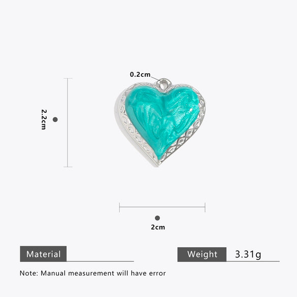 Wholesale Stainless Steel Love Heartshaped Oil Drop Enamel Handmade Pendant Jewelry Accessories