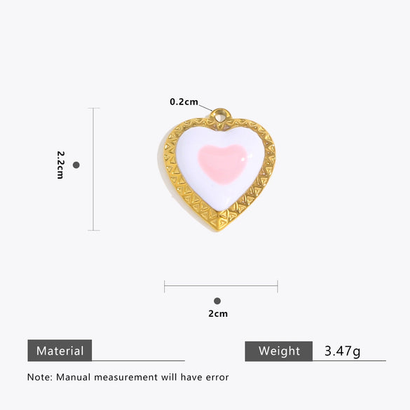 Wholesale Stainless Steel Love Heartshaped Oil Drop Enamel Handmade Pendant Jewelry Accessories