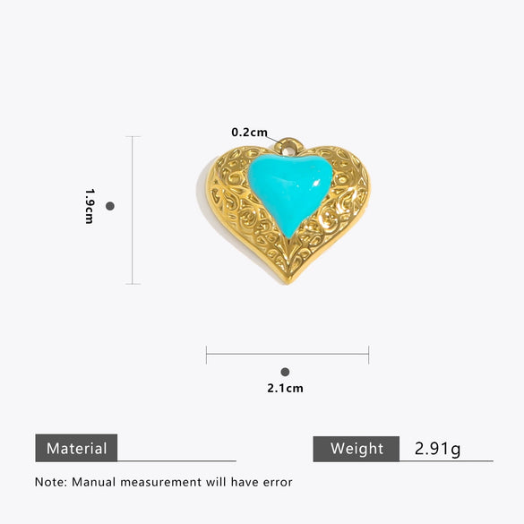 Wholesale Stainless Steel Love Heartshaped Oil Drop Enamel Handmade Pendant Jewelry Accessories