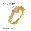 Wholesale Stainless Steel Love Inlaid Zircon Croissant Five Pointed Star Couple Ring With 18K Vacuum Plating In Furnace