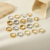Wholesale Stainless Steel Love Inlaid Zircon Croissant Five Pointed Star Couple Ring With 18K Vacuum Plating In Furnace