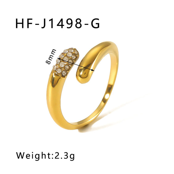 Wholesale Stainless Steel Love Inlaid Zircon Croissant Five Pointed Star Couple Ring With 18K Vacuum Plating In Furnace