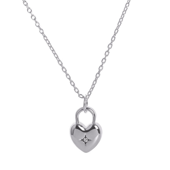 Wholesale Stainless Steel Love Lock Heart Shape Necklace Furnace Vacuum Plated 18K Gold Color