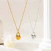 Wholesale Stainless Steel Love Lock Heart Shape Necklace Furnace Vacuum Plated 18K Gold Color