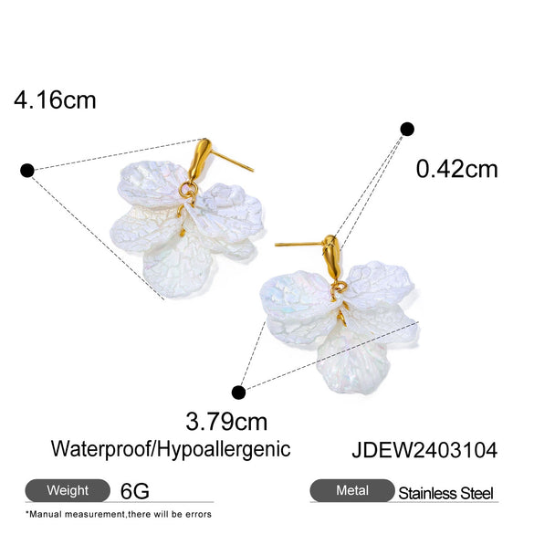 Wholesale Stainless Steel Love Magic Color Shell Petal Earrings For Women With Flower Pattern And Electroplating Treatment