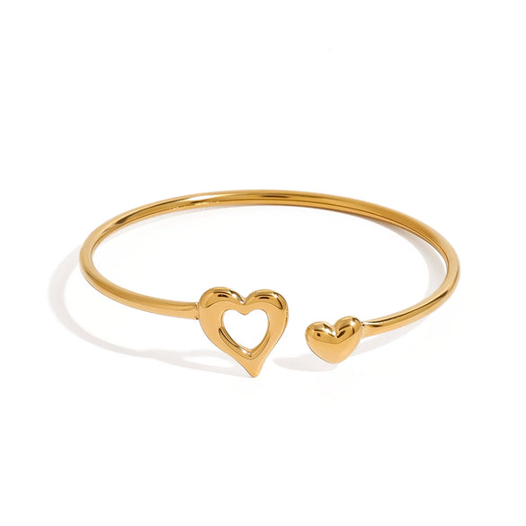 Wholesale Stainless Steel Love Opening Bracelet With Electroplating Treatment