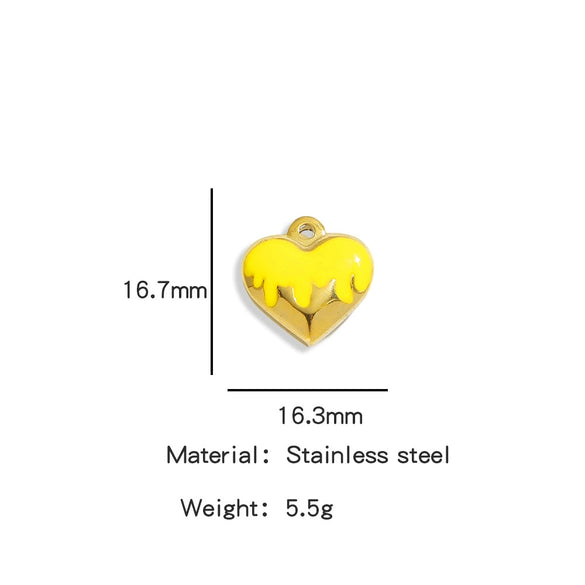 Wholesale Stainless Steel Love Peach Heart Pendant Jewelry Accessories With Oil Dropping Pattern Handmade