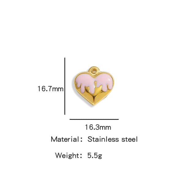 Wholesale Stainless Steel Love Peach Heart Pendant Jewelry Accessories With Oil Dropping Pattern Handmade