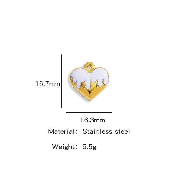 Wholesale Stainless Steel Love Peach Heart Pendant Jewelry Accessories With Oil Dropping Pattern Handmade
