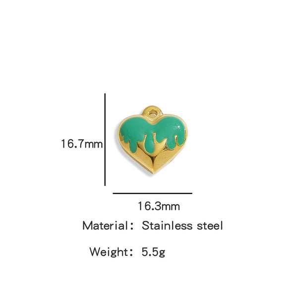 Wholesale Stainless Steel Love Peach Heart Pendant Jewelry Accessories With Oil Dropping Pattern Handmade