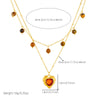 Wholesale Stainless Steel Love Pendant Necklace With Heart Shape Pattern Electroplated Double Stacked O Chain For Women Tiger's Eye Stone Retro Style