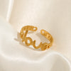 Wholesale Stainless Steel Love Ring For Women 18K Gold Plated Open Adjustable With Letter Pattern