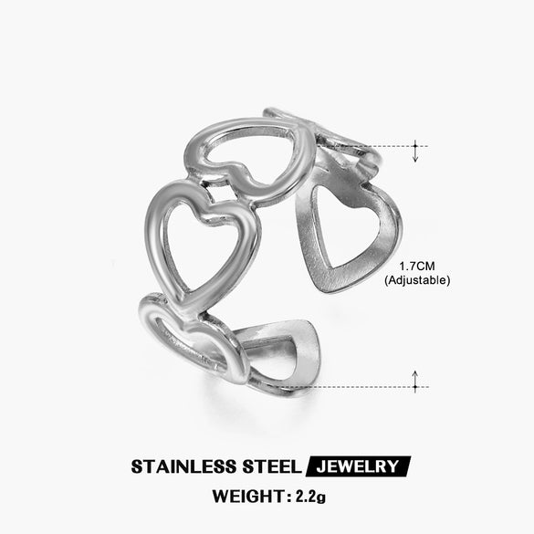 Wholesale Stainless Steel Love Ring With Heart Shape And Electroplating For Women