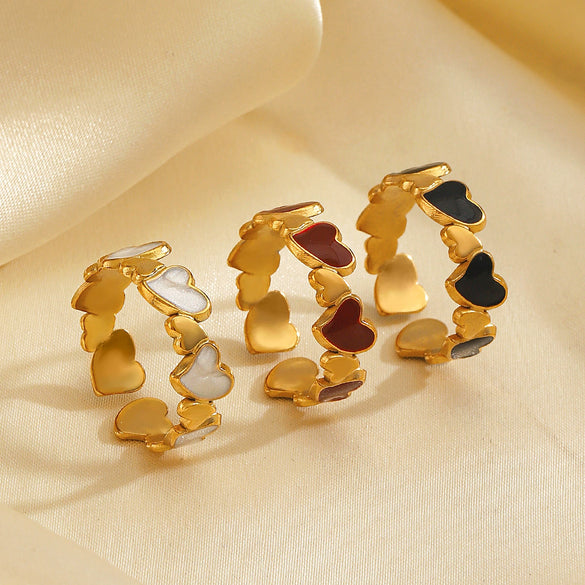 Wholesale Stainless Steel Love Ring With Retro Design 18K Gold Plated Heart Shaped For Ladies