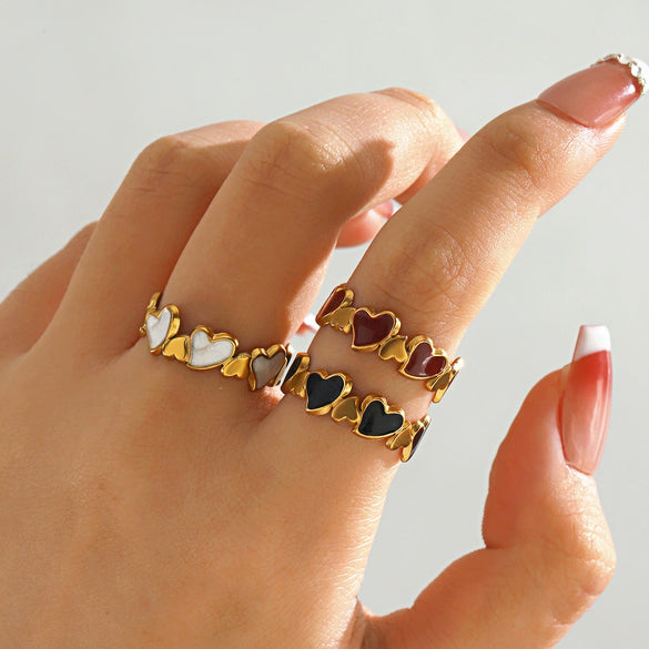 Wholesale Stainless Steel Love Ring With Retro Design 18K Gold Plated Heart Shaped For Ladies