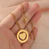 Wholesale Stainless Steel Love Rotatable Double Round Necklace Jewelry Clavicle Chain With Geometric Style